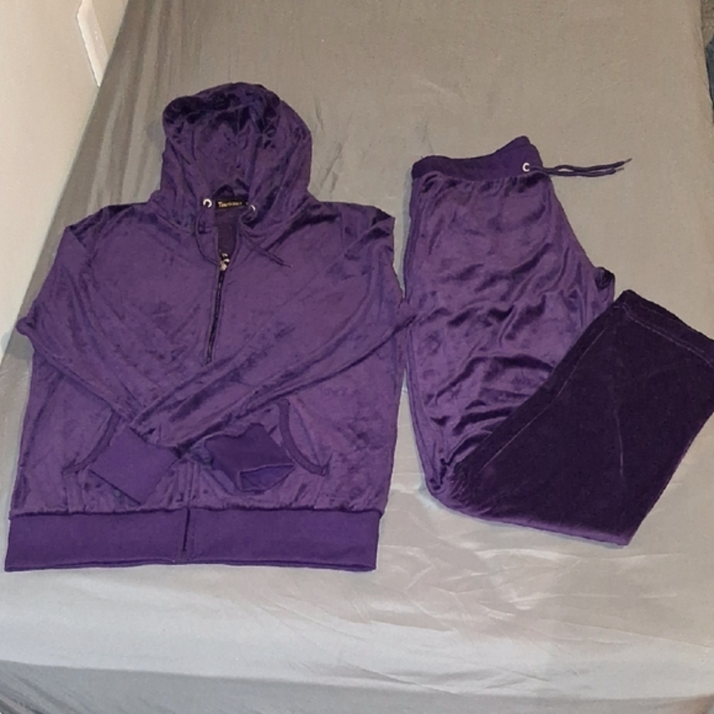 Purple Velour Tracksuit Set